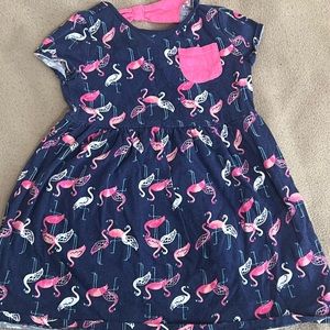 Children’s navy blue dress with flamingo pattern